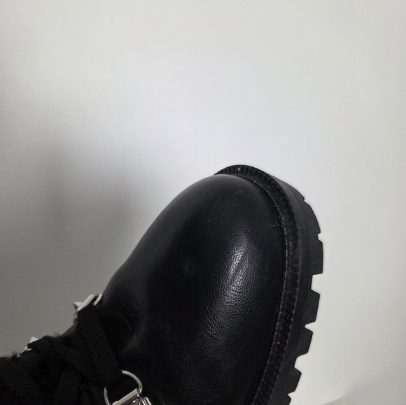 G By Guess Black Lace Up And Zip Stacked Heel Boots Studded Size 7.5 M - Picture 11 of 16